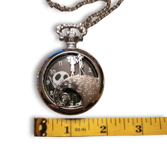 Nightmare Before Christmas Silver Quartz Jack Pocket Watch Pendant w/ 32" Chain - Picture 10 of 14
